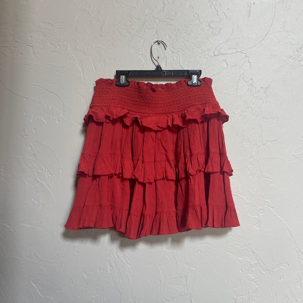 Altar’d State Burnt Orange/Blood Orange Tiered Skirt